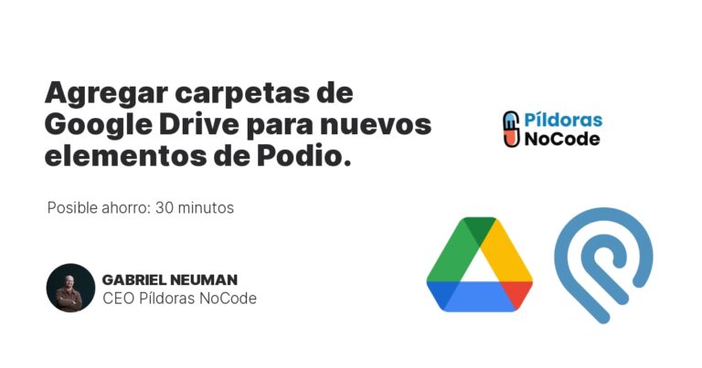 Agregar carpetas de Google Drive para nuevos elementos de Podio.