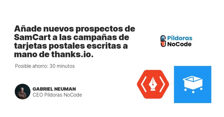 Añade nuevos prospectos de SamCart a las campañas de tarjetas postales escritas a mano de thanks.io.