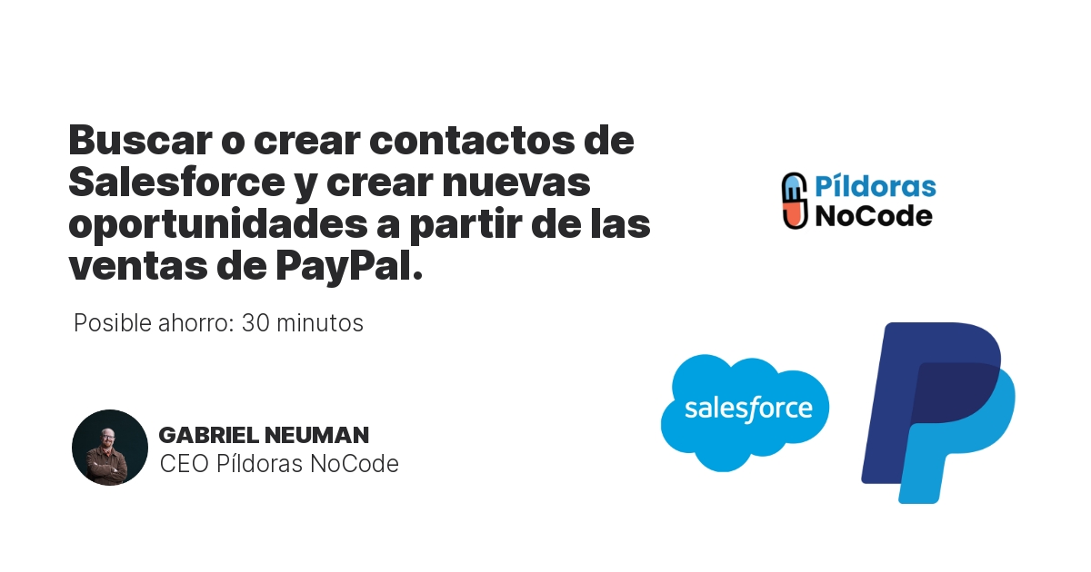 Buscar o crear contactos de Salesforce y crear nuevas oportunidades a partir de las ventas de PayPal.
