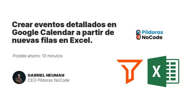 Crear eventos detallados en Google Calendar a partir de nuevas filas en Excel.