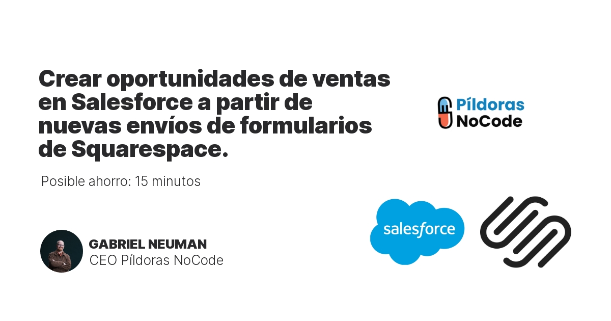 Crear oportunidades de ventas en Salesforce a partir de nuevas envíos de formularios de Squarespace.