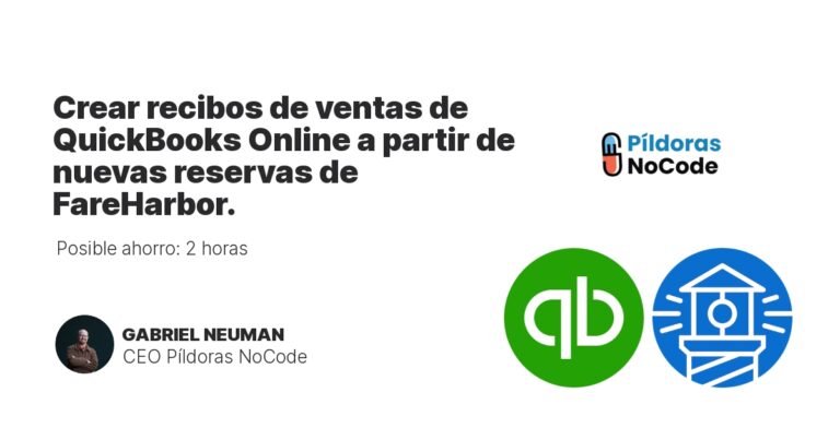 Crear recibos de ventas de QuickBooks Online a partir de nuevas reservas de FareHarbor.