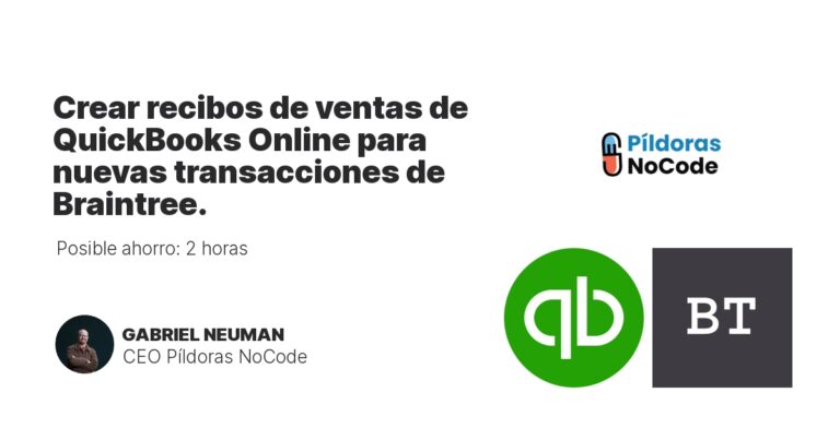 Crear recibos de ventas de QuickBooks Online para nuevas transacciones de Braintree.