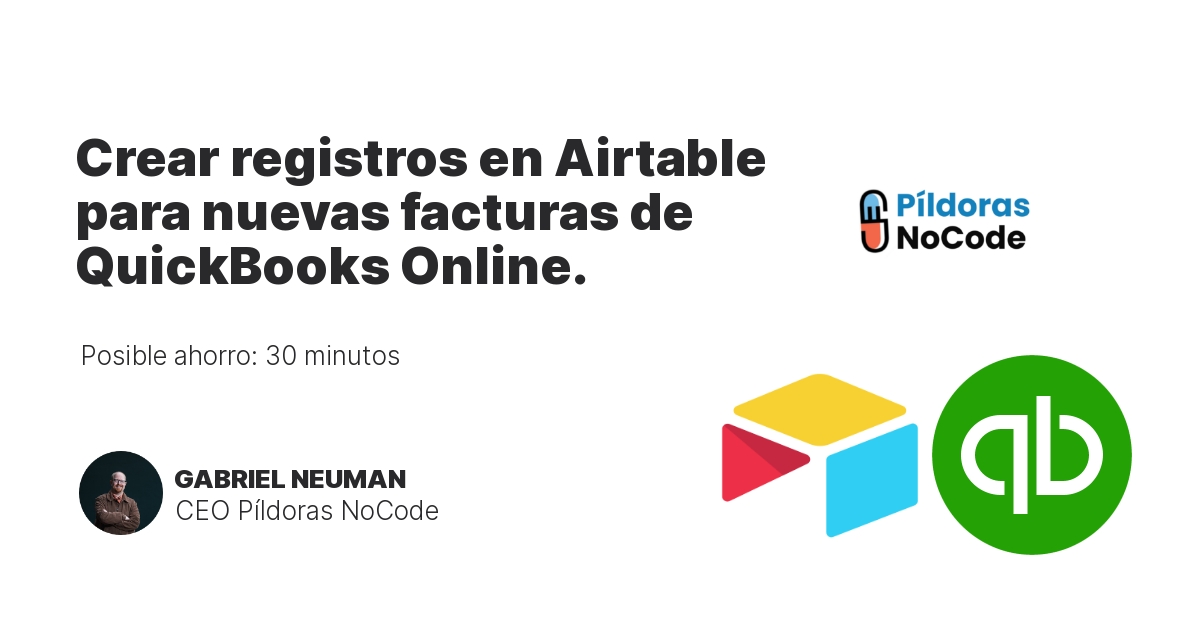 Crear registros en Airtable para nuevas facturas de QuickBooks Online.