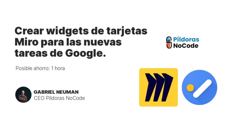 Crear widgets de tarjetas Miro para las nuevas tareas de Google.