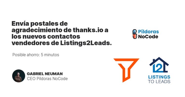 Envía postales de agradecimiento de thanks.io a los nuevos contactos vendedores de Listings2Leads.