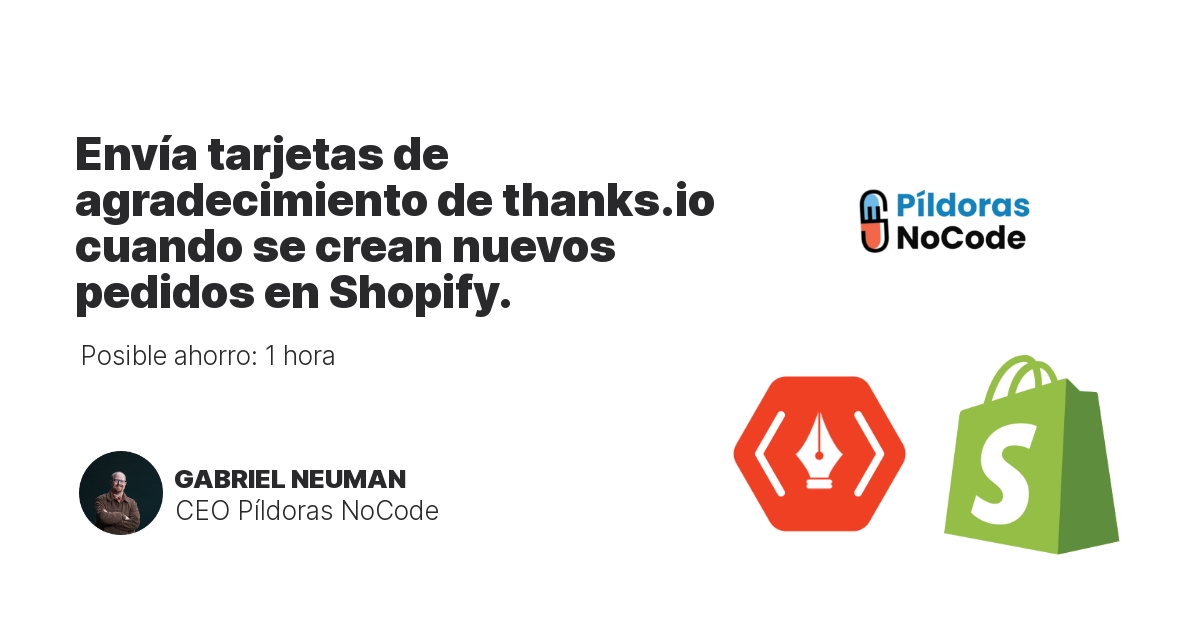 Envía tarjetas de agradecimiento de thanks.io cuando se crean nuevos pedidos en Shopify.