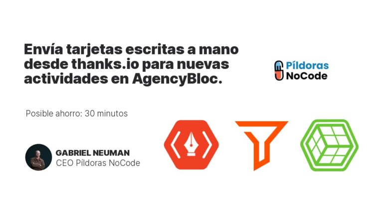 Envía tarjetas escritas a mano desde thanks.io para nuevas actividades en AgencyBloc.