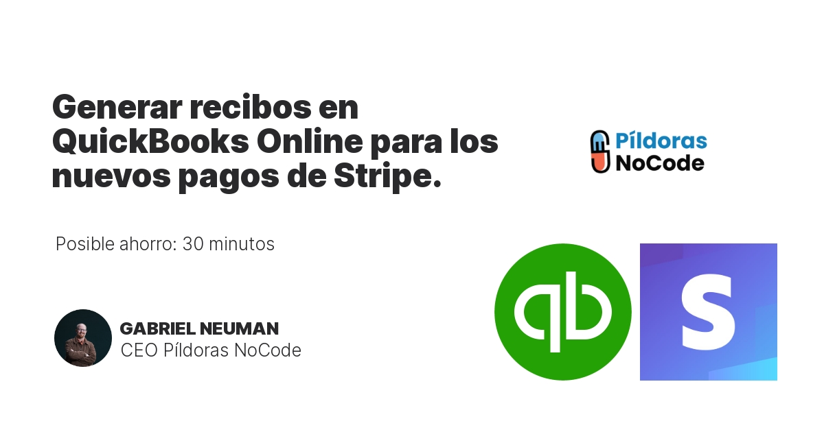 Generar recibos en QuickBooks Online para los nuevos pagos de Stripe.